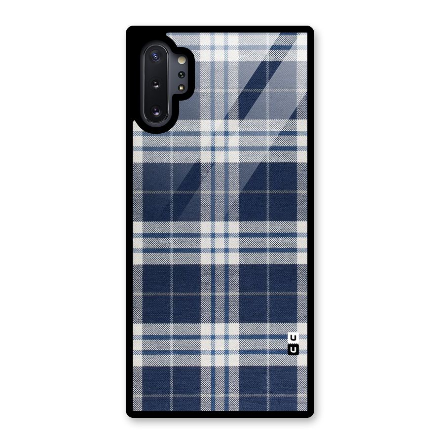 Blue White Check Glass Back Case for Galaxy Note 10 Plus