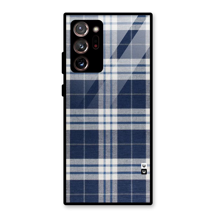 Blue White Check Glass Back Case for Galaxy Note 20 Ultra 5G