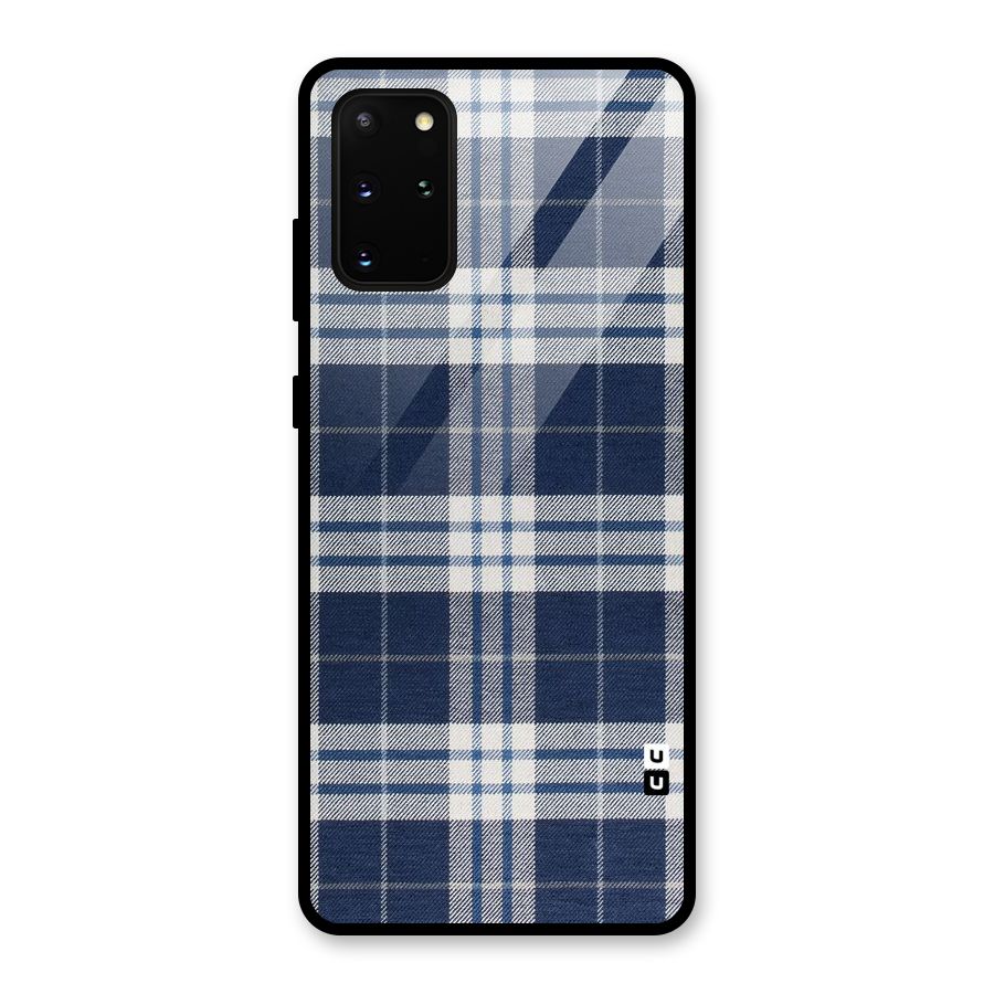 Blue White Check Glass Back Case for Galaxy S20 Plus