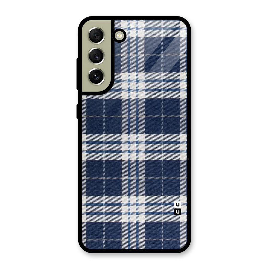 Blue White Check Glass Back Case for Galaxy S21 FE 5G