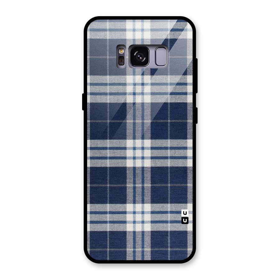 Blue White Check Glass Back Case for Galaxy S8