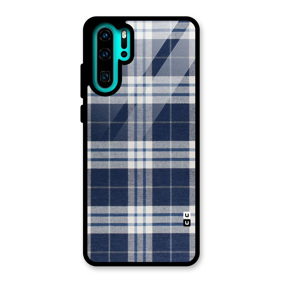 Blue White Check Glass Back Case for Huawei P30 Pro