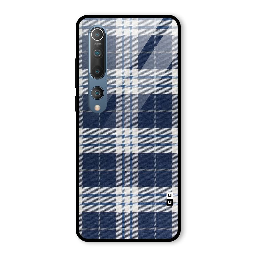 Blue White Check Glass Back Case for Mi 10