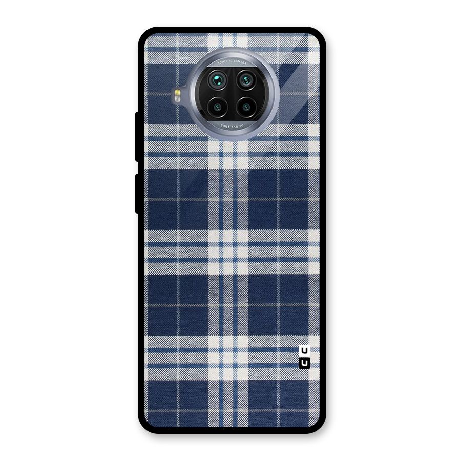Blue White Check Glass Back Case for Mi 10i