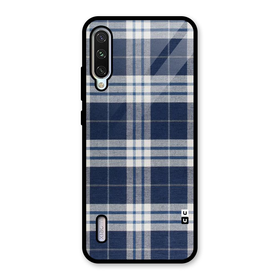 Blue White Check Glass Back Case for Mi A3