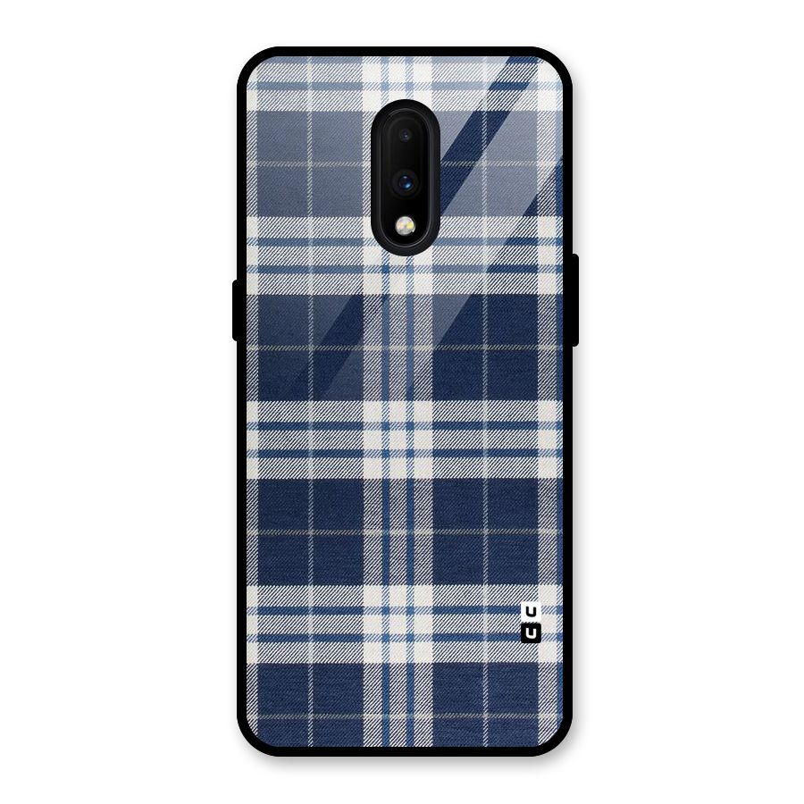 Blue White Check Glass Back Case for OnePlus 7