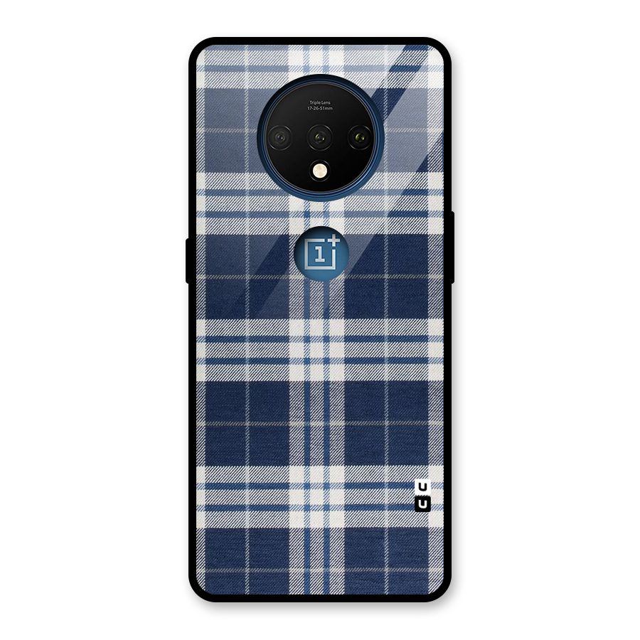 Blue White Check Glass Back Case for OnePlus 7T