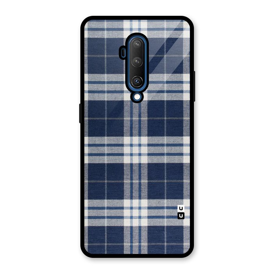 Blue White Check Glass Back Case for OnePlus 7T Pro