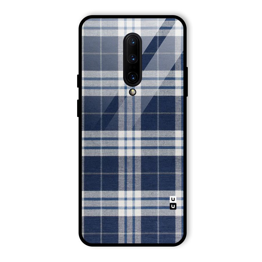 Blue White Check Glass Back Case for OnePlus 7 Pro
