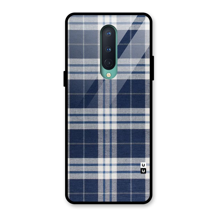 Blue White Check Glass Back Case for OnePlus 8