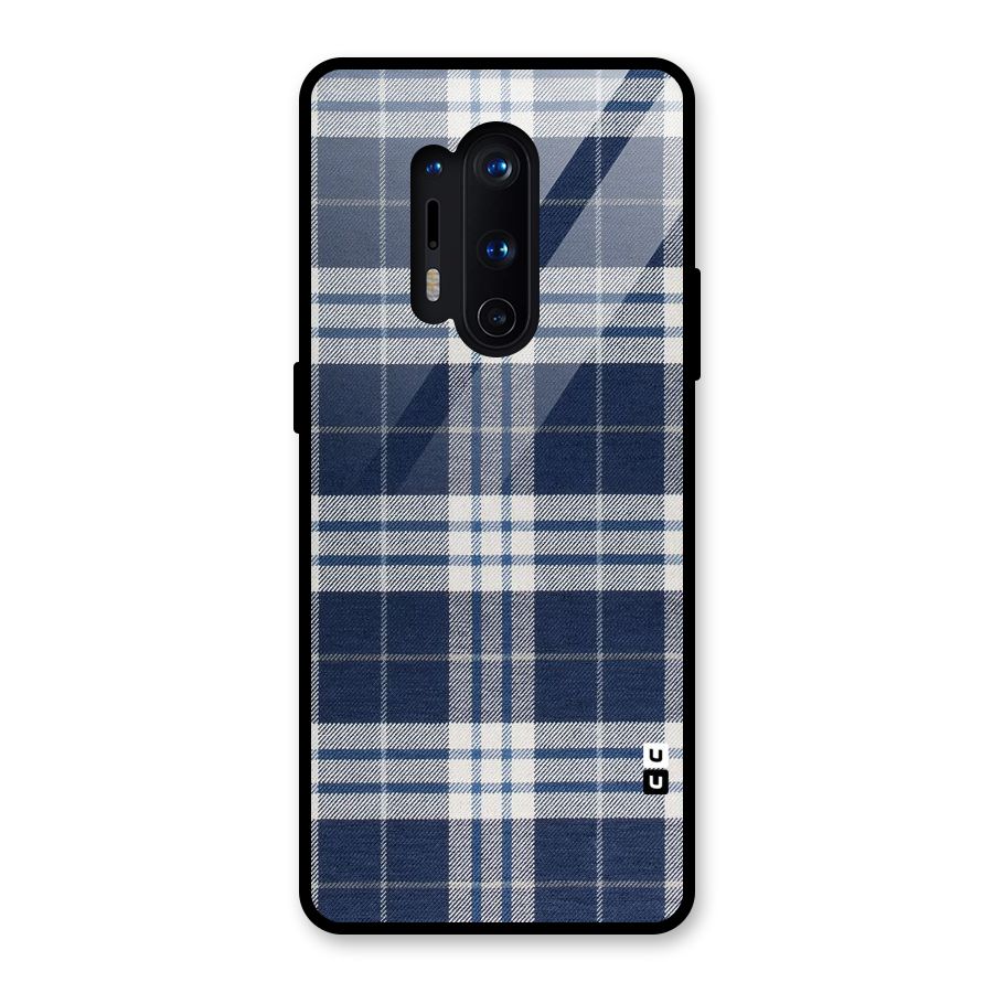 Blue White Check Glass Back Case for OnePlus 8 Pro