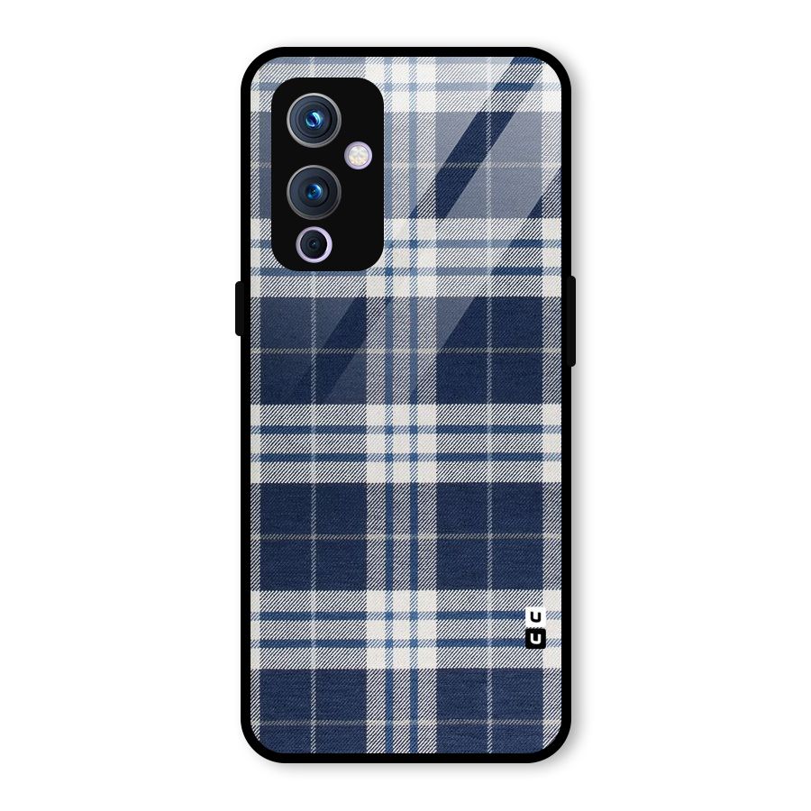 Blue White Check Glass Back Case for OnePlus 9