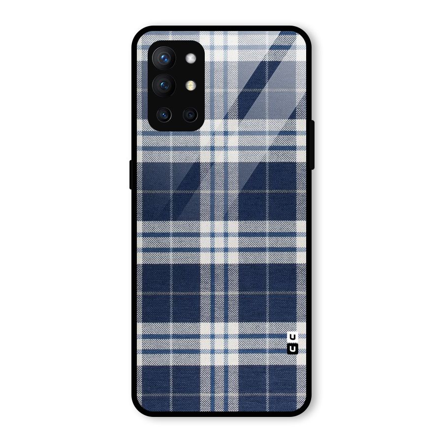 Blue White Check Glass Back Case for OnePlus 9R