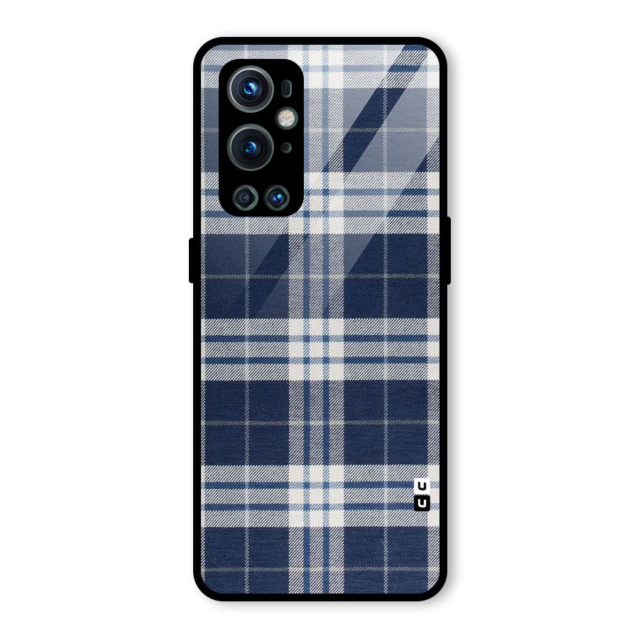 Blue White Check Glass Back Case for OnePlus 9 Pro