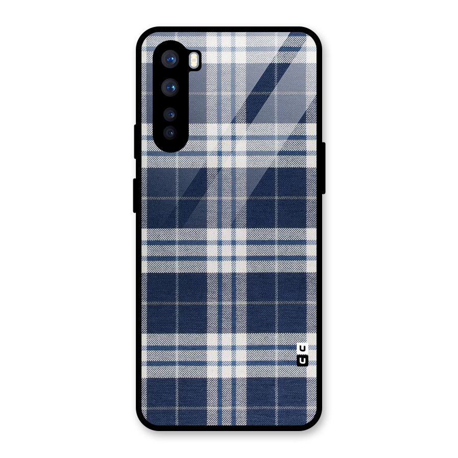 Blue White Check Glass Back Case for OnePlus Nord