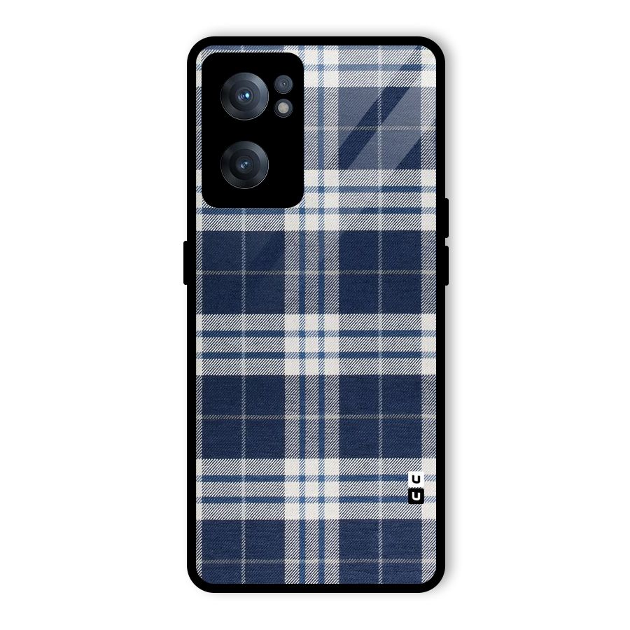 Blue White Check Glass Back Case for OnePlus Nord CE 2 5G