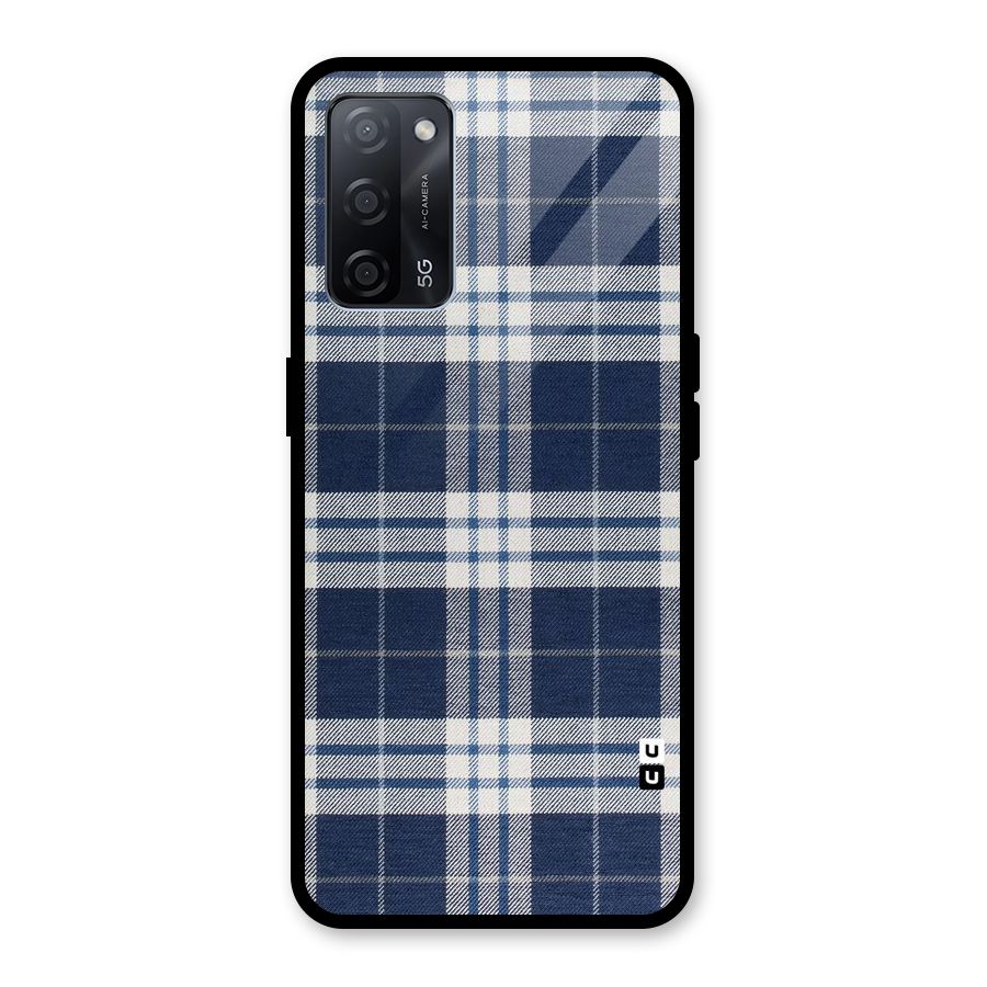 Blue White Check Glass Back Case for Oppo A53s 5G