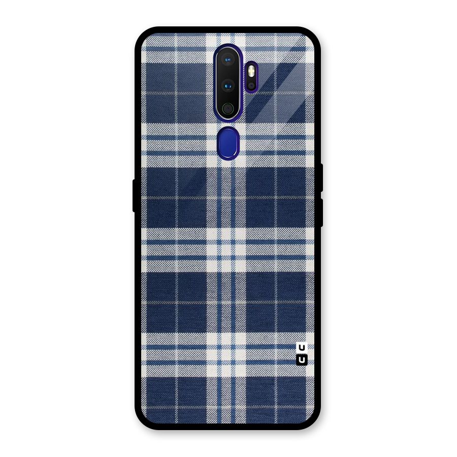 Blue White Check Glass Back Case for Oppo A9 (2020)