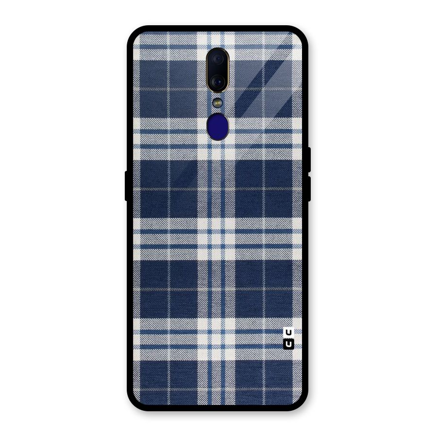Blue White Check Glass Back Case for Oppo F11
