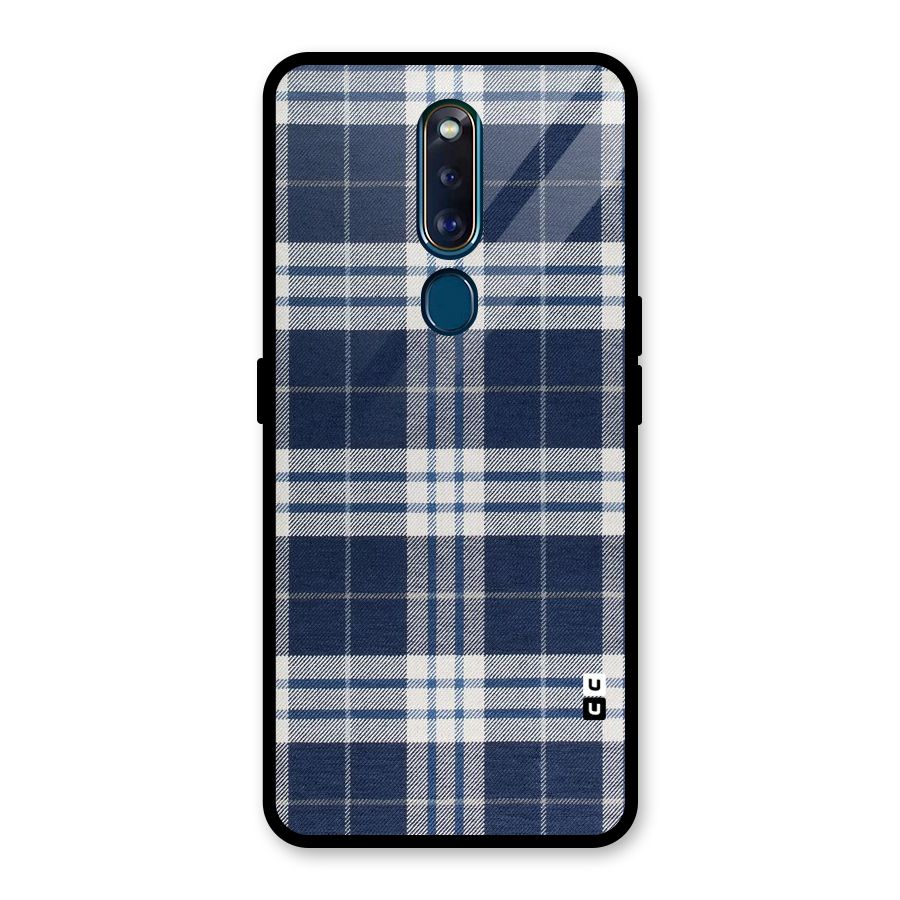 Blue White Check Glass Back Case for Oppo F11 Pro