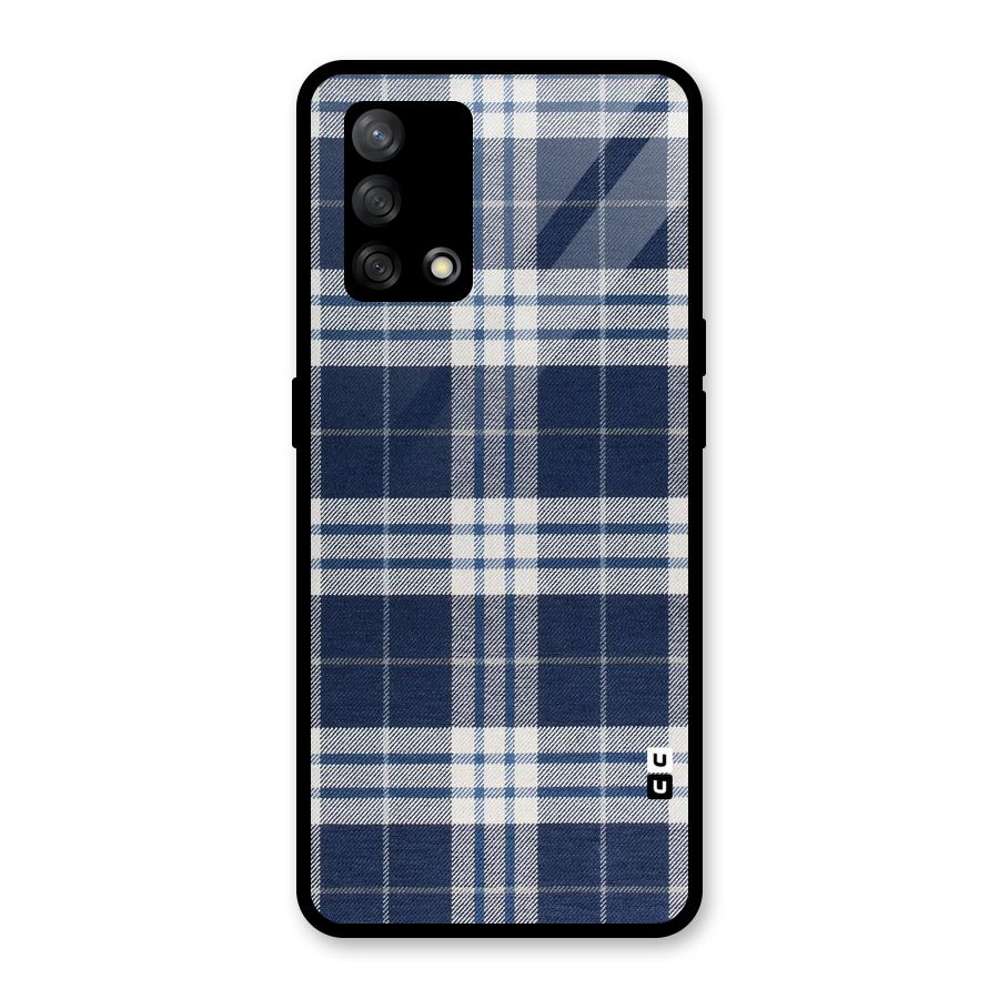 Blue White Check Glass Back Case for Oppo F19
