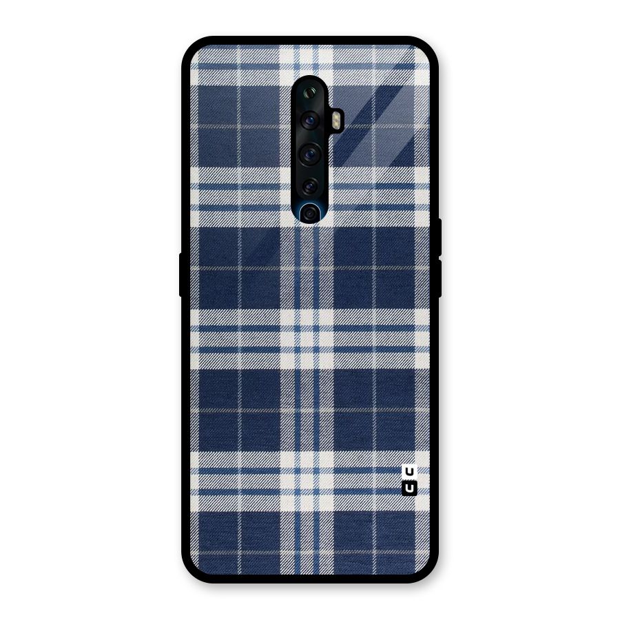 Blue White Check Glass Back Case for Oppo Reno2 F