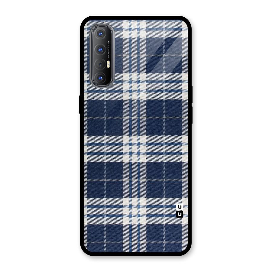 Blue White Check Glass Back Case for Oppo Reno3 Pro