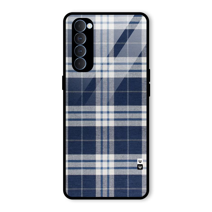 Blue White Check Glass Back Case for Oppo Reno4 Pro