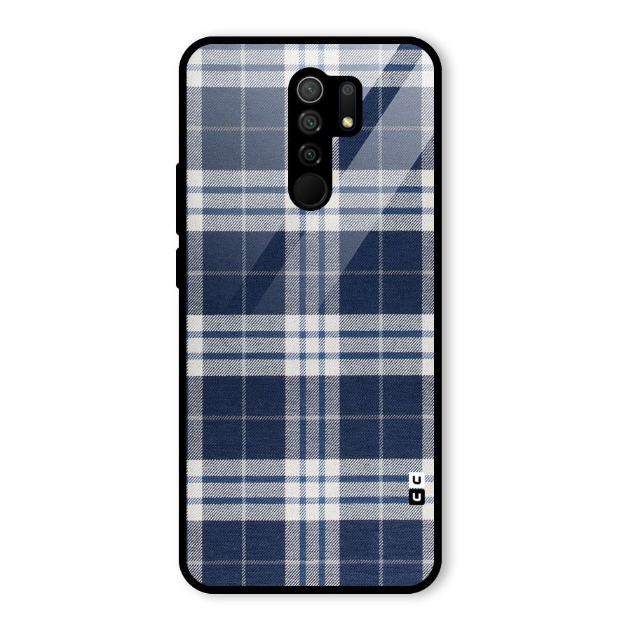Blue White Check Glass Back Case for Poco M2