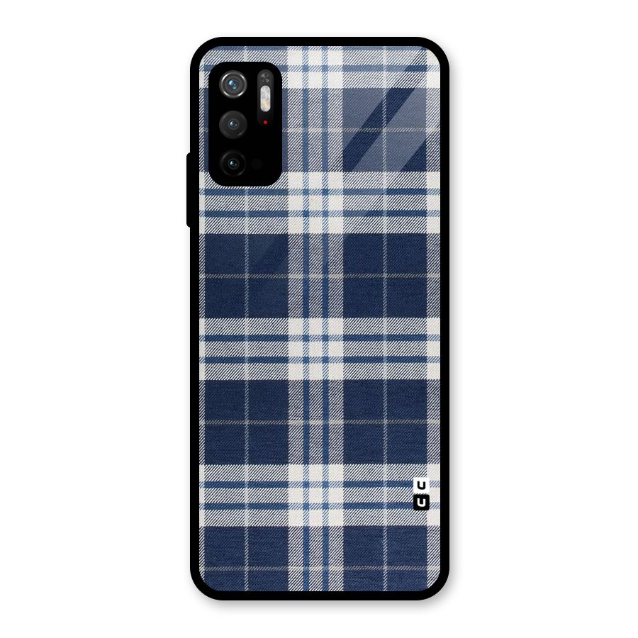 Blue White Check Glass Back Case for Poco M3 Pro 5G