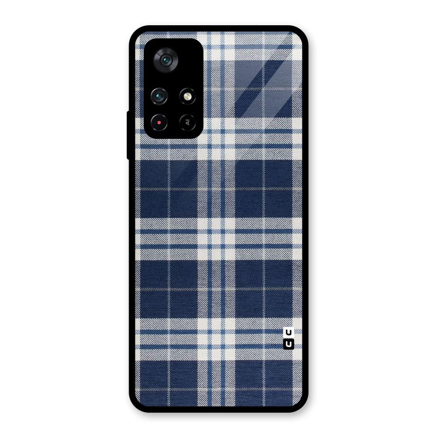 Blue White Check Glass Back Case for Poco M4 Pro 5G