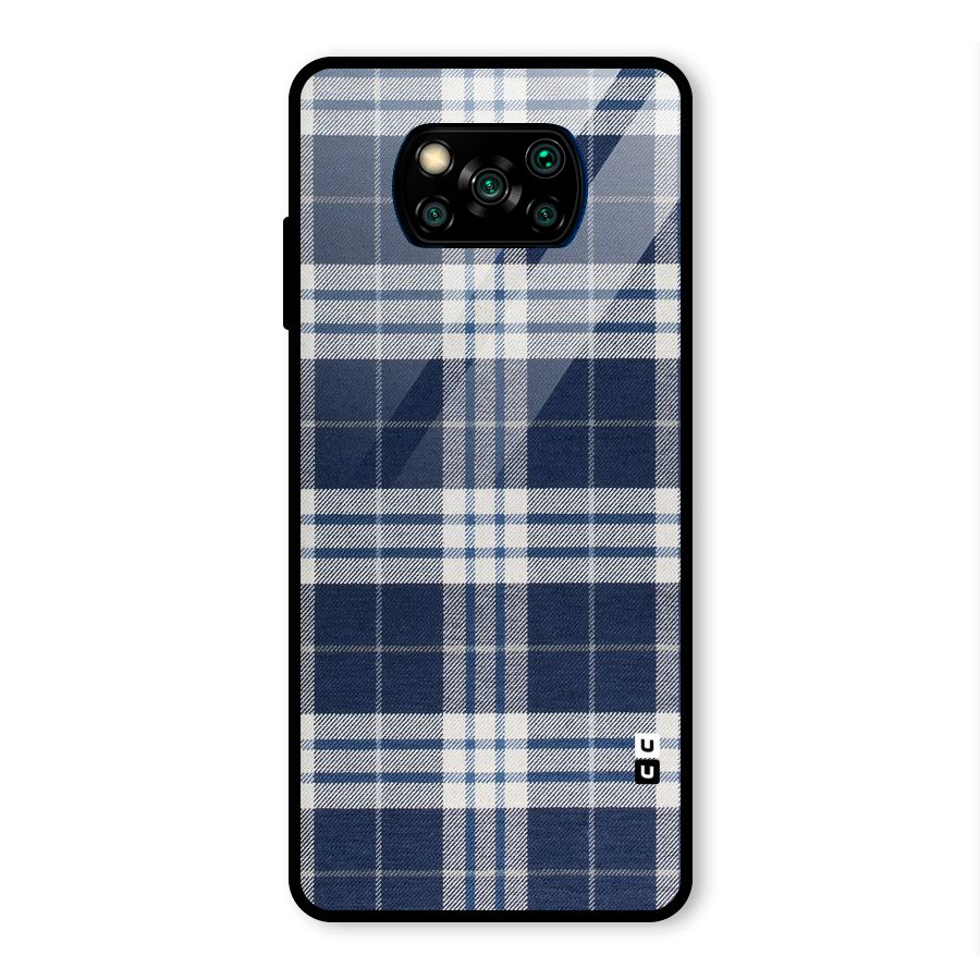 Blue White Check Glass Back Case for Poco X3 Pro