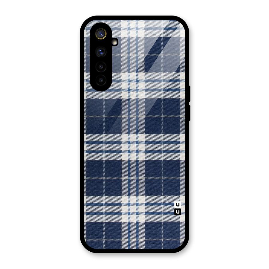 Blue White Check Glass Back Case for Realme 6i