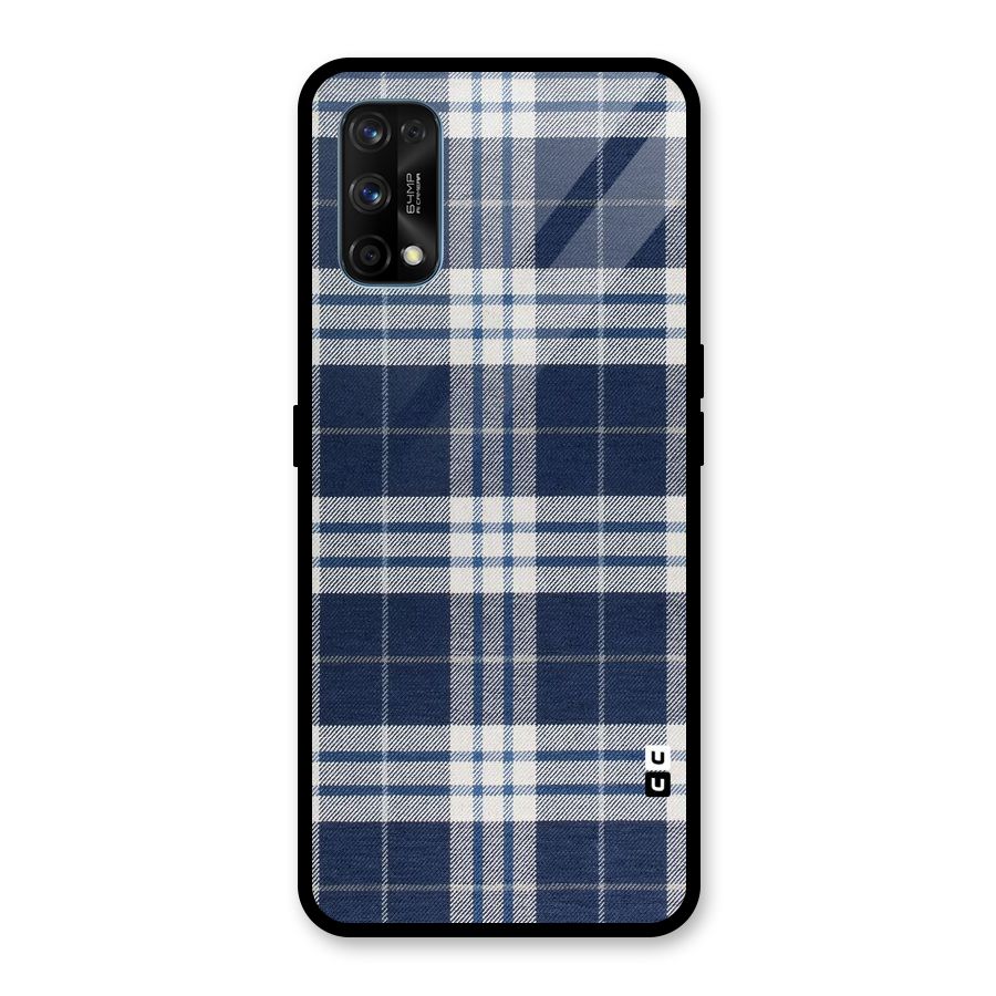 Blue White Check Glass Back Case for Realme 7 Pro