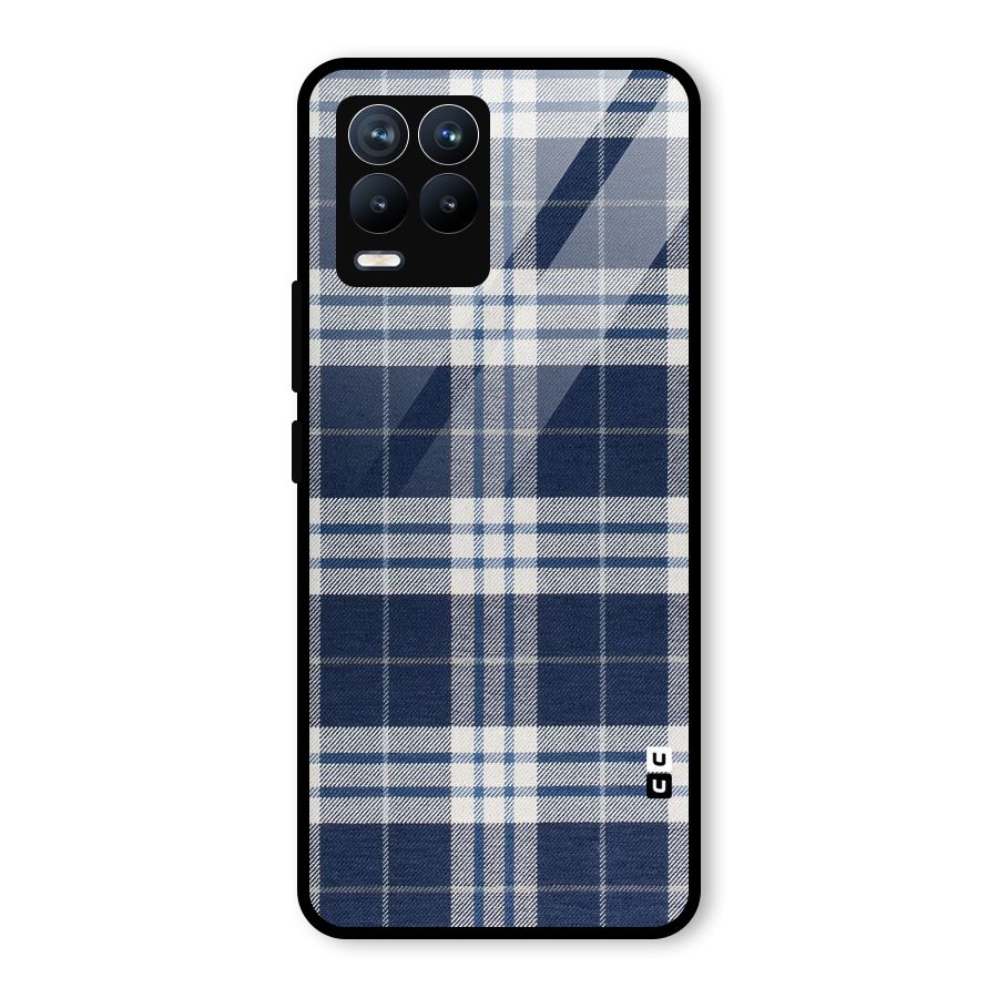 Blue White Check Glass Back Case for Realme 8 Pro