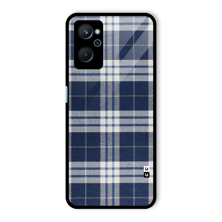 Blue White Check Glass Back Case for Realme 9i