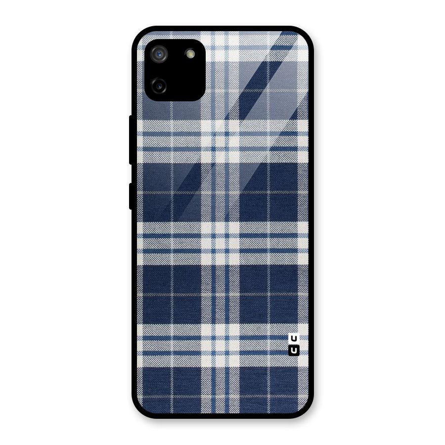 Blue White Check Glass Back Case for Realme C11