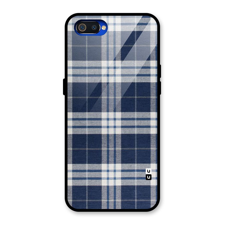 Blue White Check Glass Back Case for Realme C2