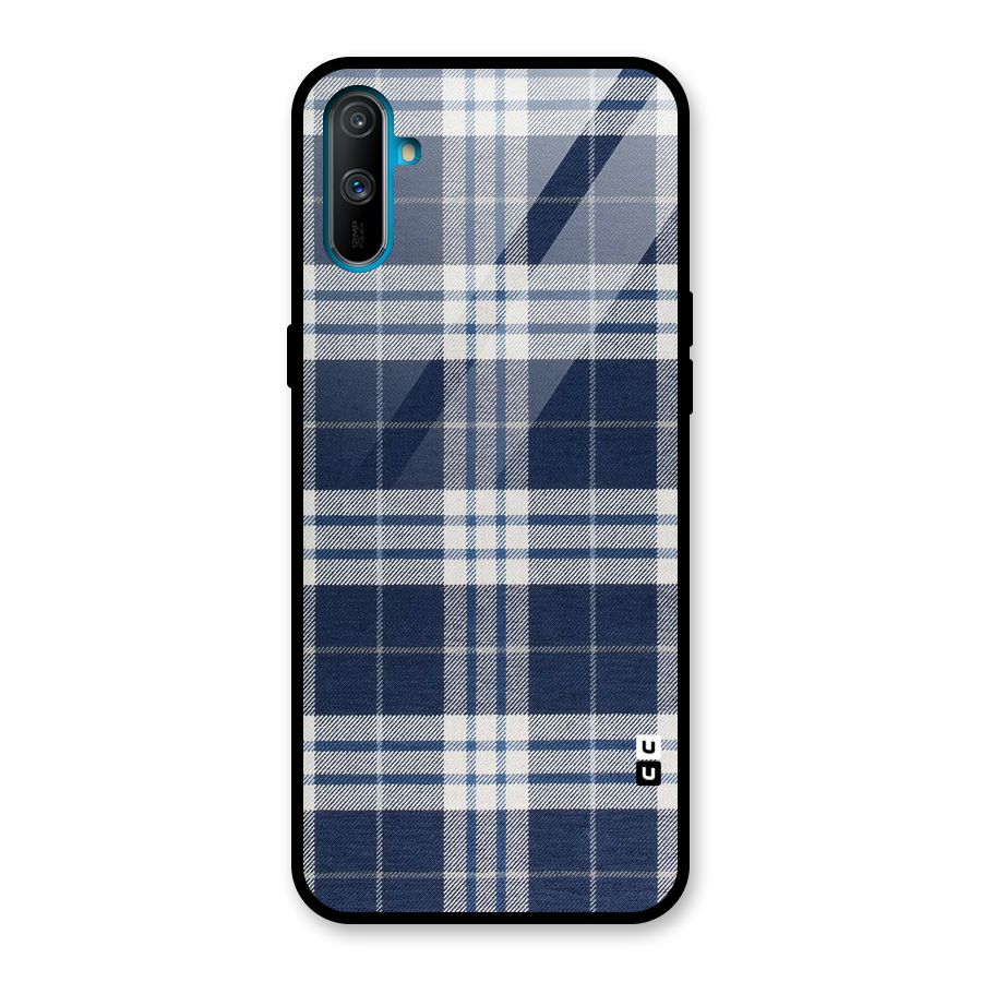 Blue White Check Glass Back Case for Realme C3