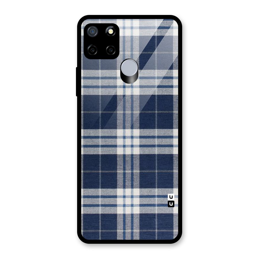 Blue White Check Glass Back Case for Realme Narzo 20