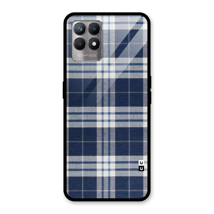 Blue White Check Glass Back Case for Realme Narzo 50