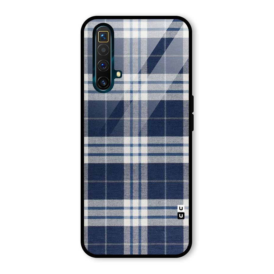 Blue White Check Glass Back Case for Realme X3