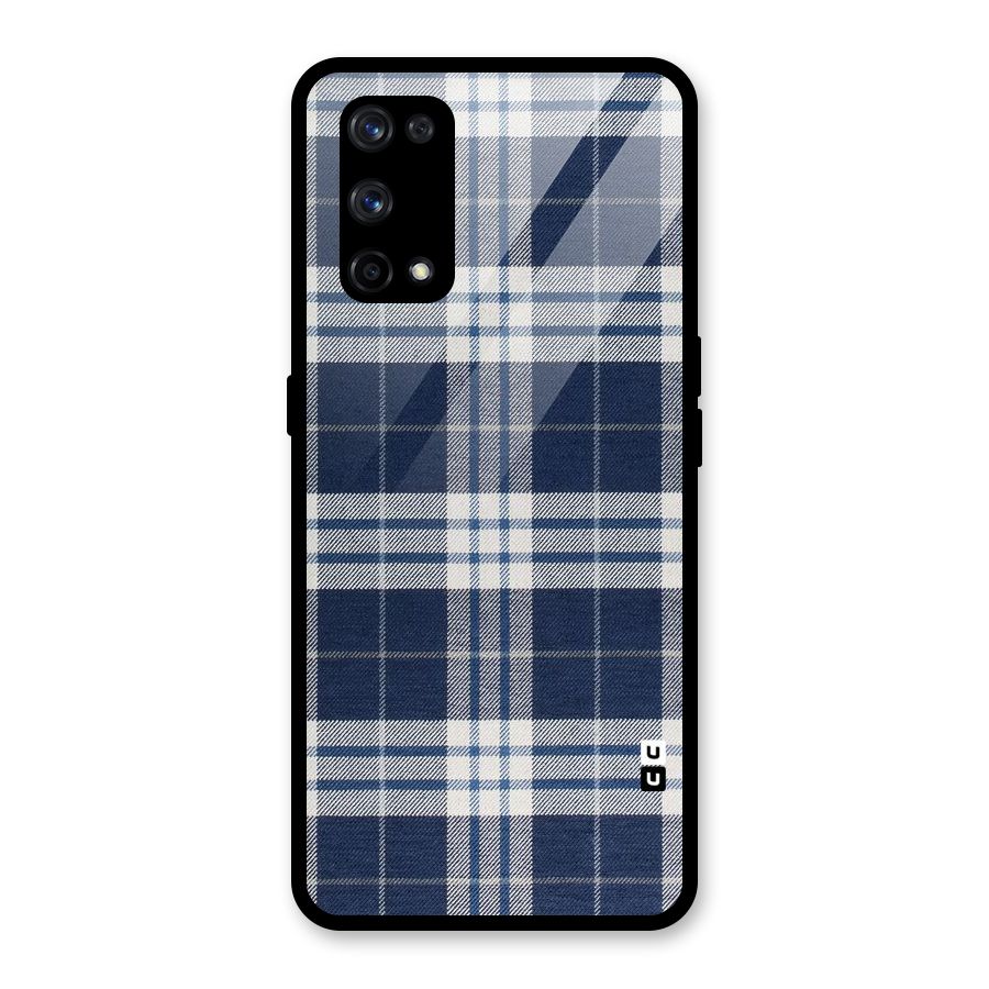 Blue White Check Glass Back Case for Realme X7 Pro