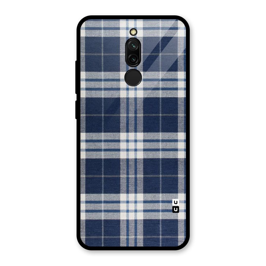 Blue White Check Glass Back Case for Redmi 8
