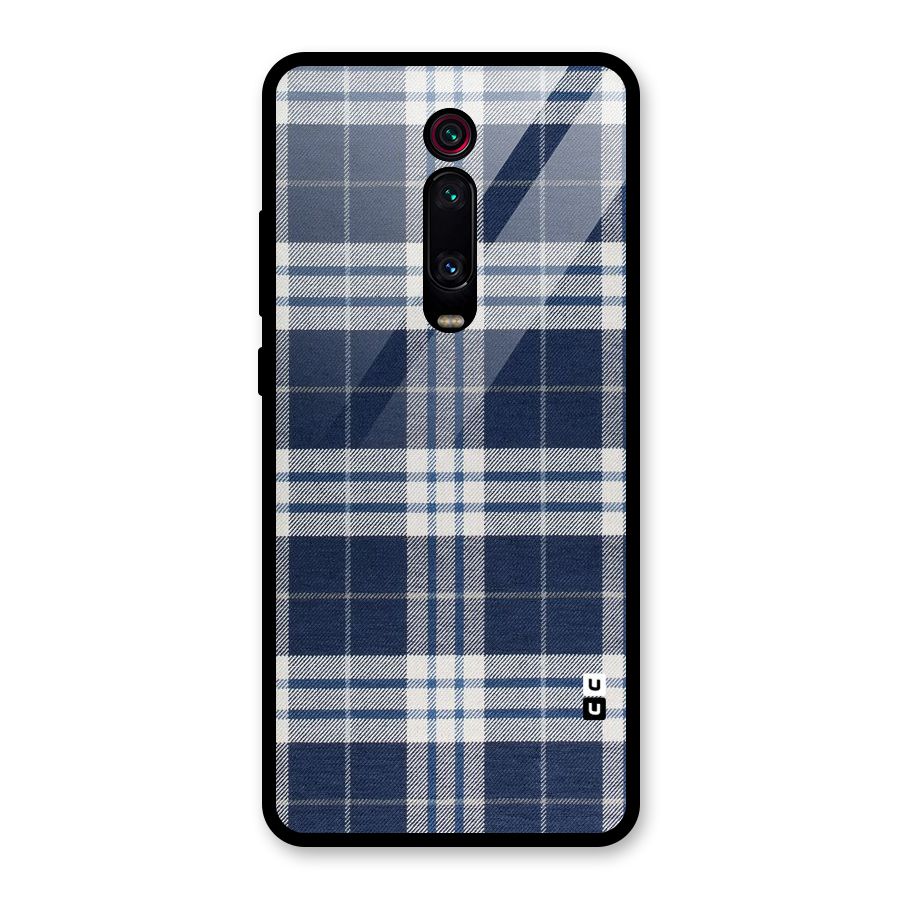 Blue White Check Glass Back Case for Redmi K20 Pro
