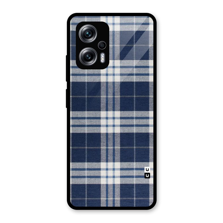 Blue White Check Glass Back Case for Redmi K50i
