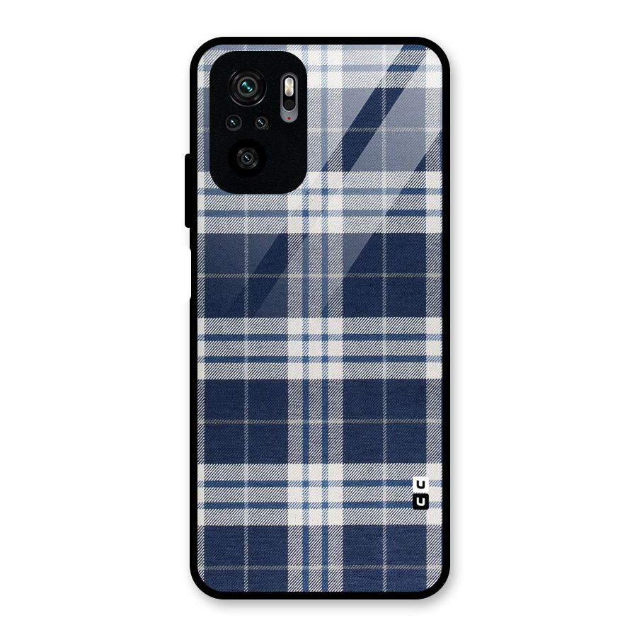 Blue White Check Glass Back Case for Redmi Note 10S