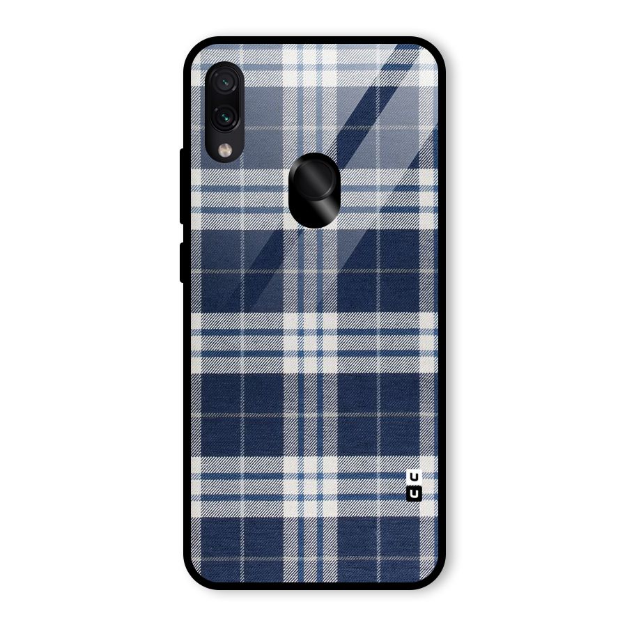 Blue White Check Glass Back Case for Redmi Note 7 Pro