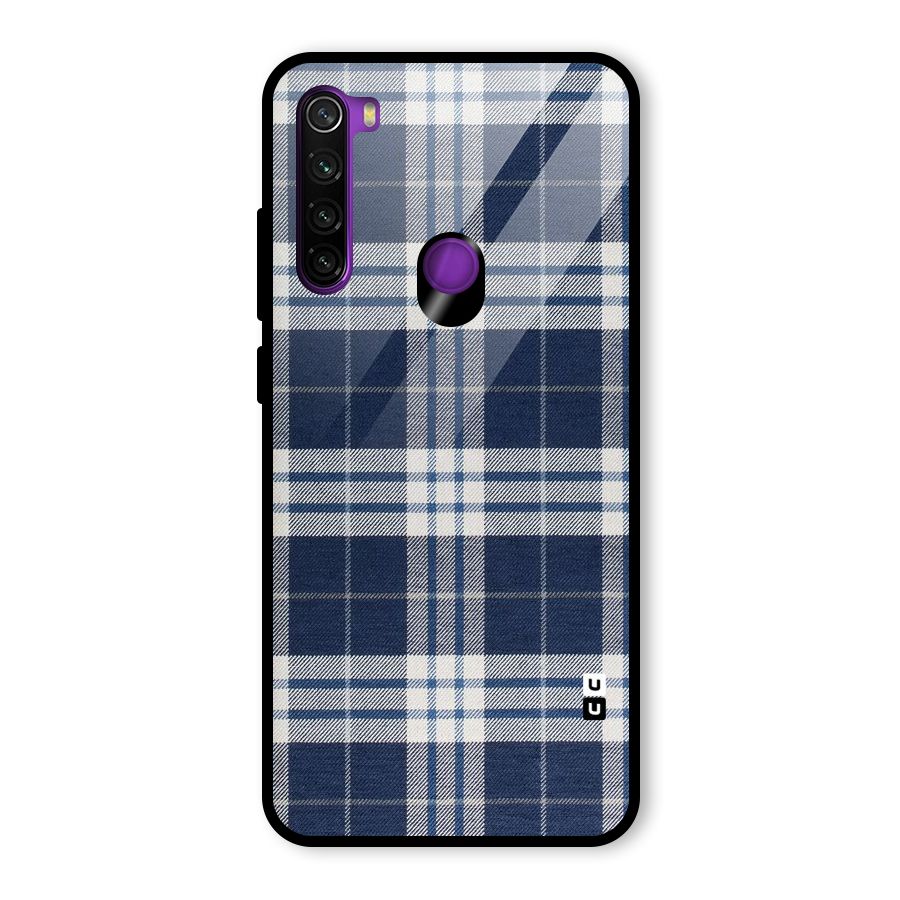 Blue White Check Glass Back Case for Redmi Note 8