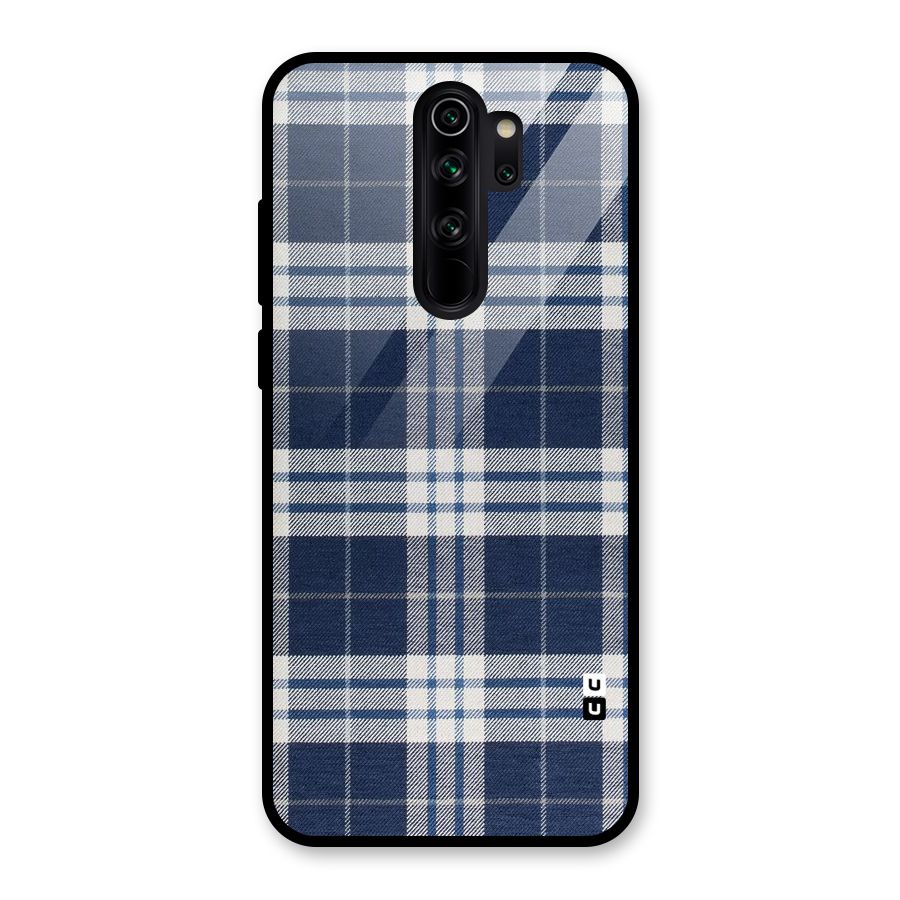 Blue White Check Glass Back Case for Redmi Note 8 Pro